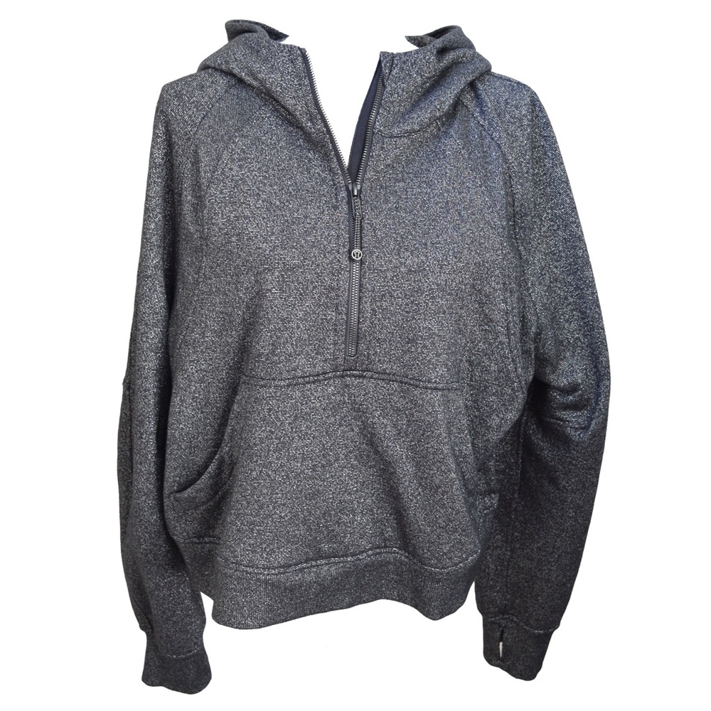 LULULEMON Scuba Oversized Women’s Half Zip Hoodie XL/XXL Black Silver Spark